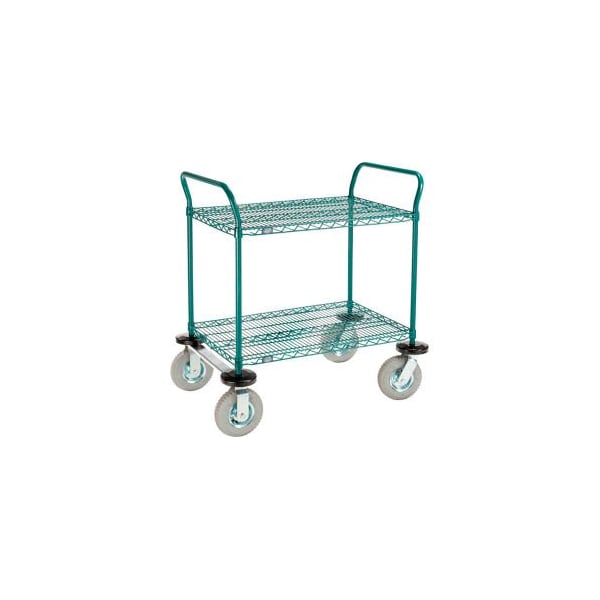 Gec Nexel Utility Cart, 2 Shelf, Poly-Green, 36"L x 24"W x 42"H, Pneumatic Rigid Casters 2436N2G - main